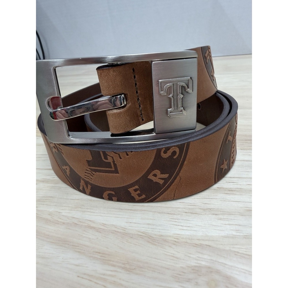 Texas Rangers Men's 40 Brown Leather Belt Branded - New